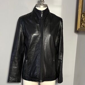 Kenneth Cole Reaction Black Leather Jacket Medium